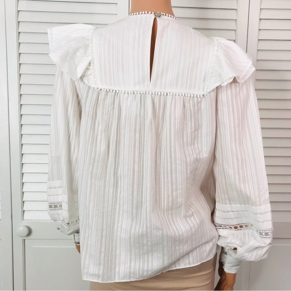 TED BAKER Silais White Double Frill Blouse Size 4-6 - Picture 11 of 12